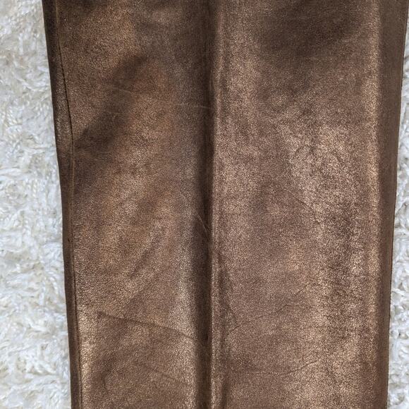 Y2K Vintage Cache Metallic Leather Bootcut Pants Bronze Brown Size 8 - Picture 9 of 15